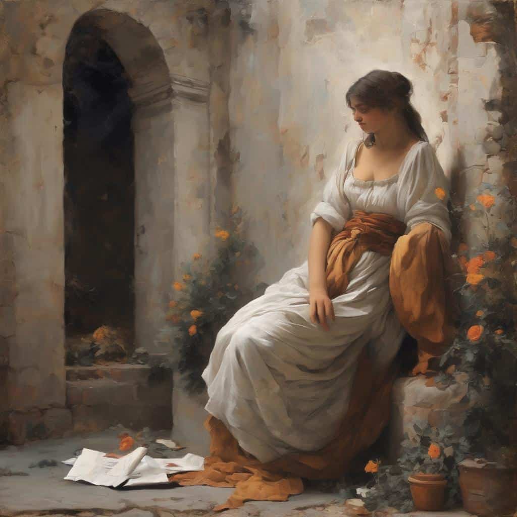 Ανθρώπινη γυναίκα σε ρομαντική εποχή, τέχνη και σύγχρονη δημιουργία, ρομαντική ατμόσφαιρα, ζωγραφική αγαλμάτων, καλλιτεχνική έκφραση, γυναικεία μορφή, ιστορική τέχνη, γυναικεία φιγούρα, όμορφη ηρεμία, καθαρή ζωγραφική.